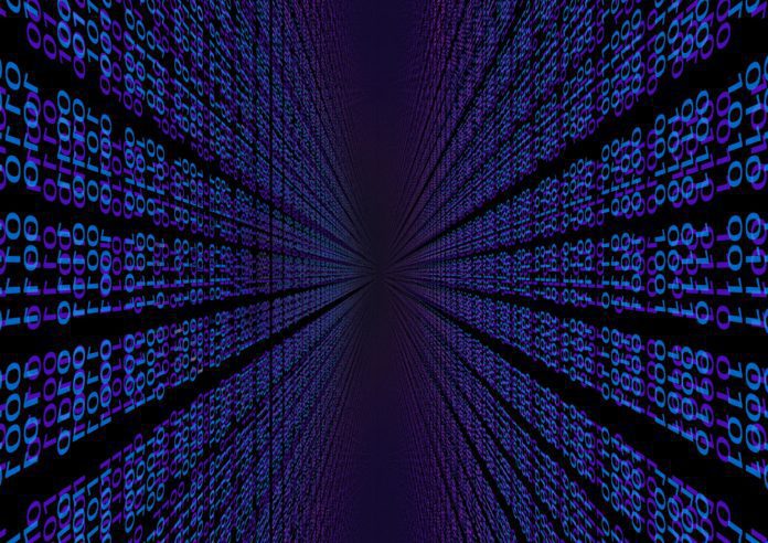 Rows of binary data.